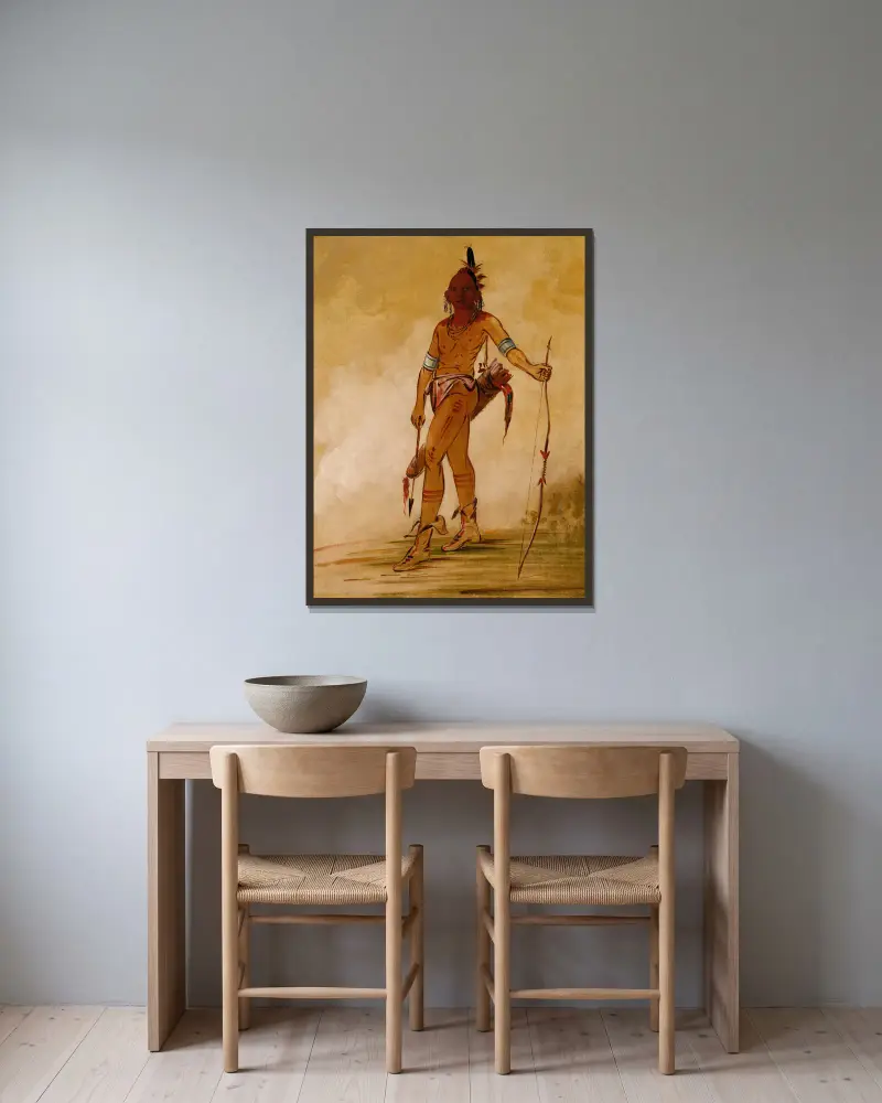 Cáh-He-Ga-Shín-Ga, Little Chief av George Catlin inramad på en vägg