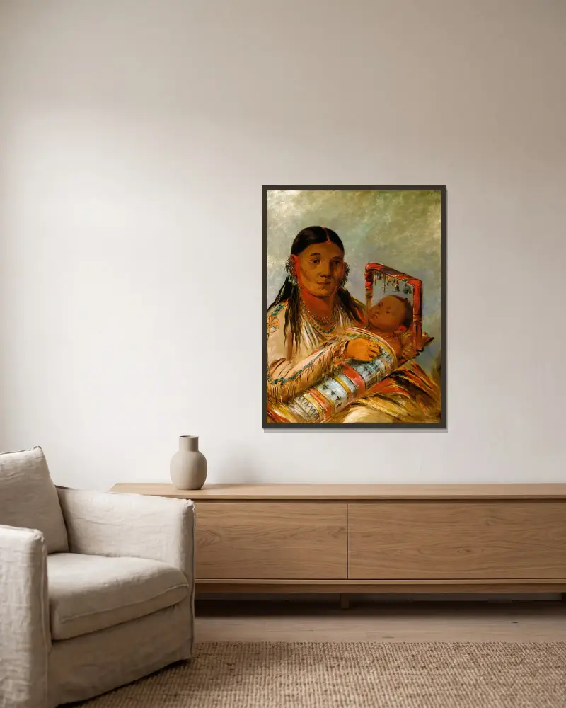Chée-Ah-Ká-Tchée, Wife of Nót-To-Way av George Catlin inramad på en vägg