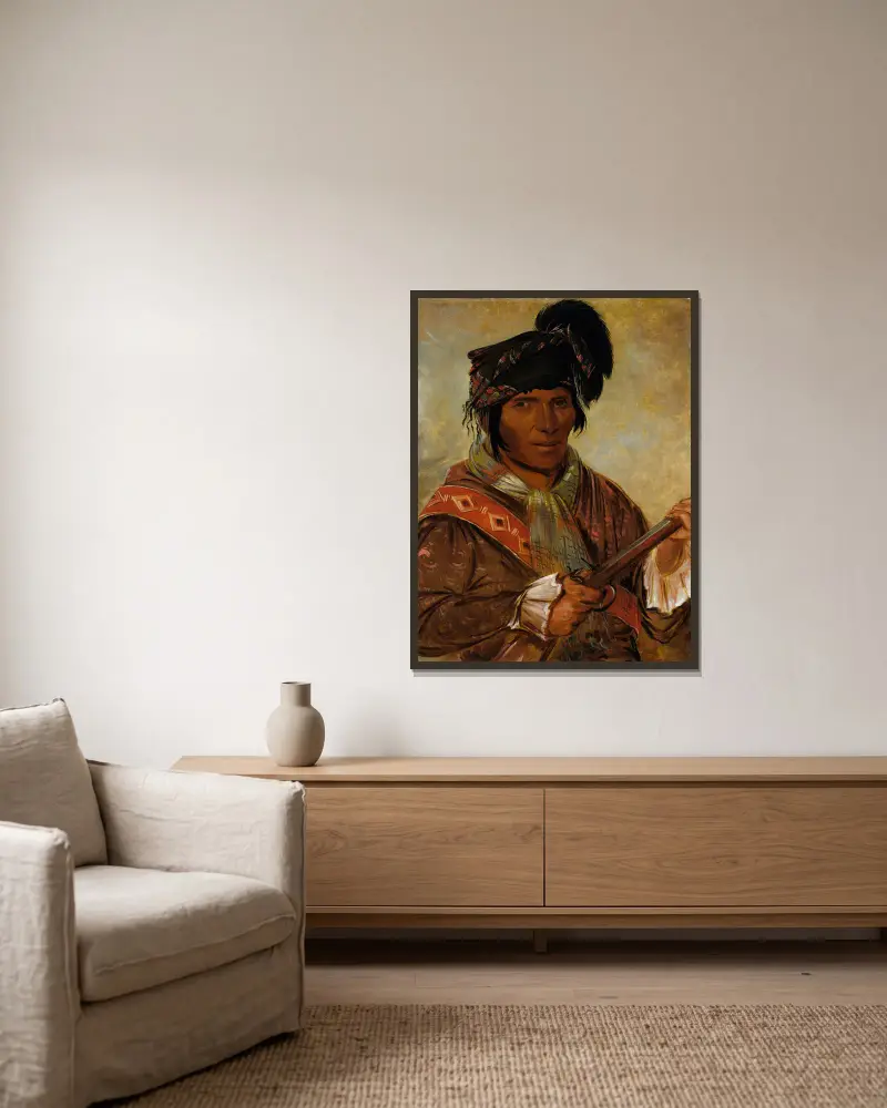 Co-Ee-Há-Jo, ein Häuptling von George Catlin gerahmt an einer Wand