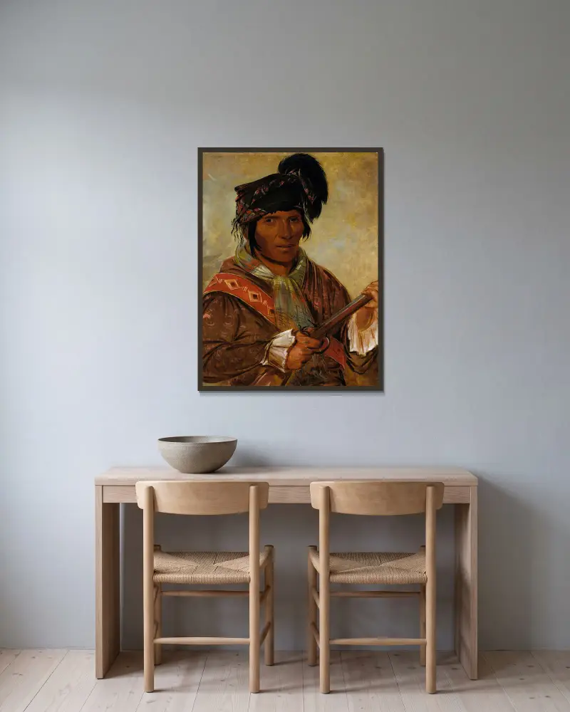 Co-Ee-Há-Jo, ein Häuptling von George Catlin gerahmt an einer Wand