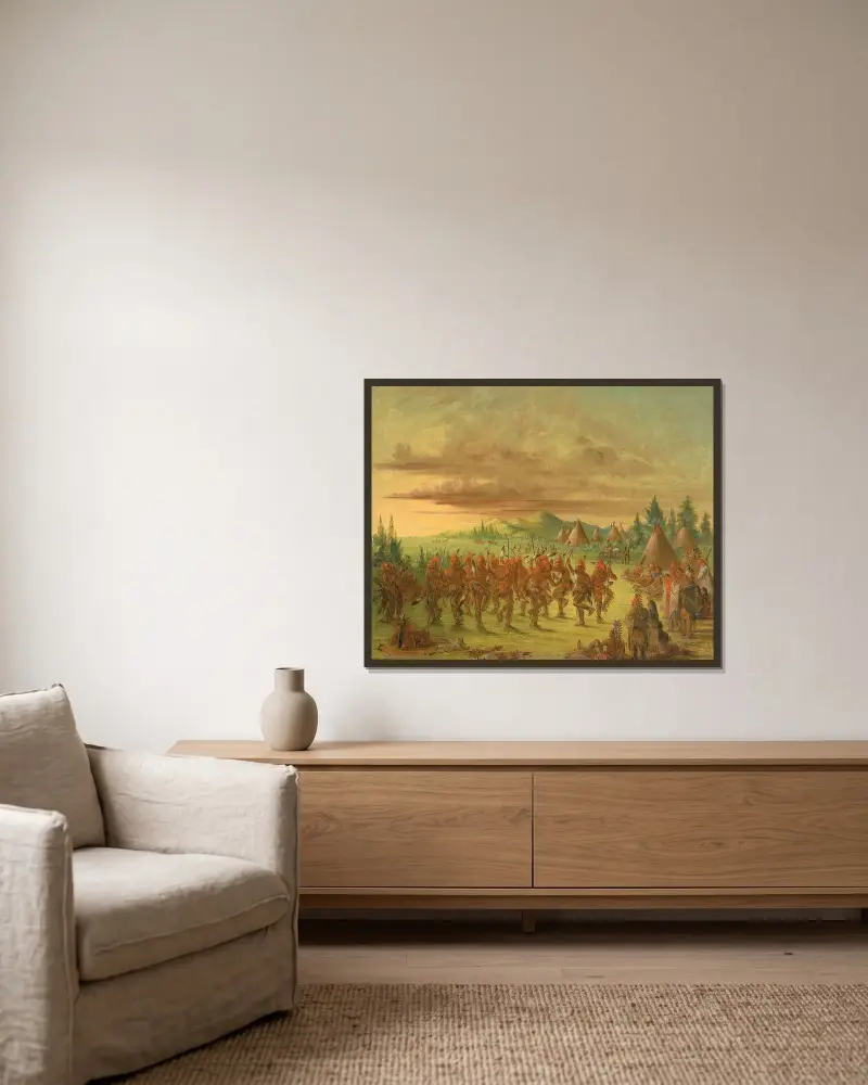 Eagle Dance av George Catlin inramad på en vägg