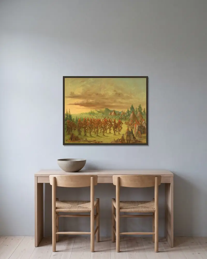 Eagle Dance av George Catlin inramad på en vägg