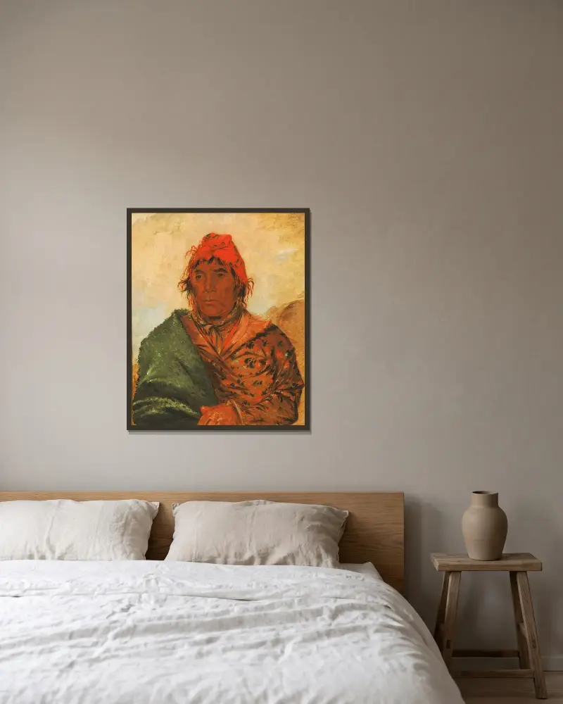 Ee-Mat-Lá-, King Phillip, Second Chief av George Catlin inramad på en vägg