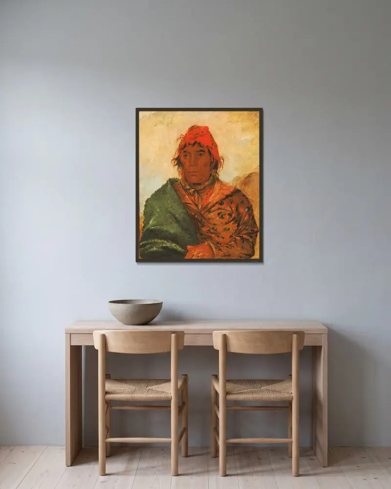 Ee-Mat-Lá-, King Phillip, Second Chief av George Catlin inramad på en vägg