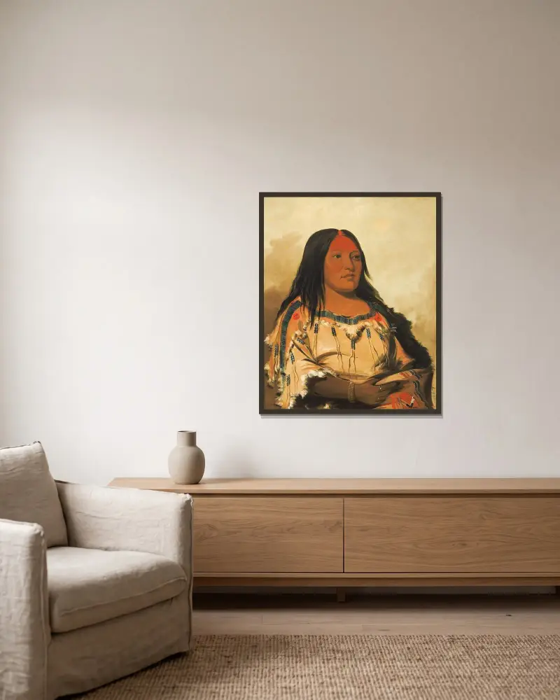 Eeh-Nís-Kim, Crystal Stone, Wife of The Chief von George Catlin gerahmt an einer Wand
