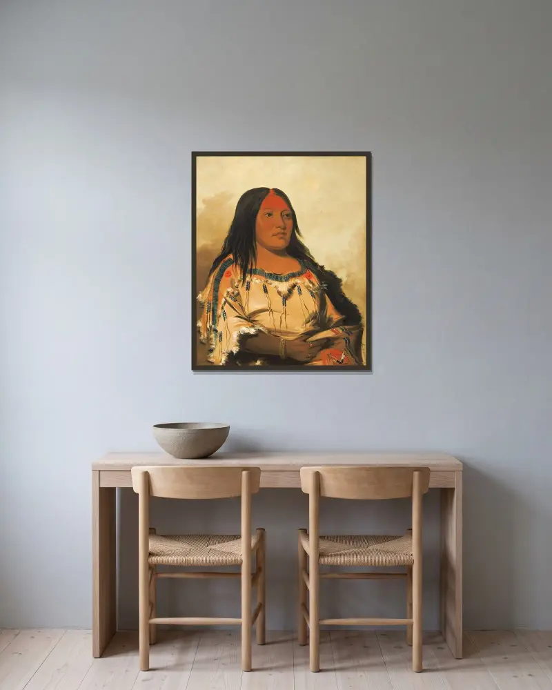 Eeh-Nís-Kim, Crystal Stone, Wife of The Chief von George Catlin gerahmt an einer Wand