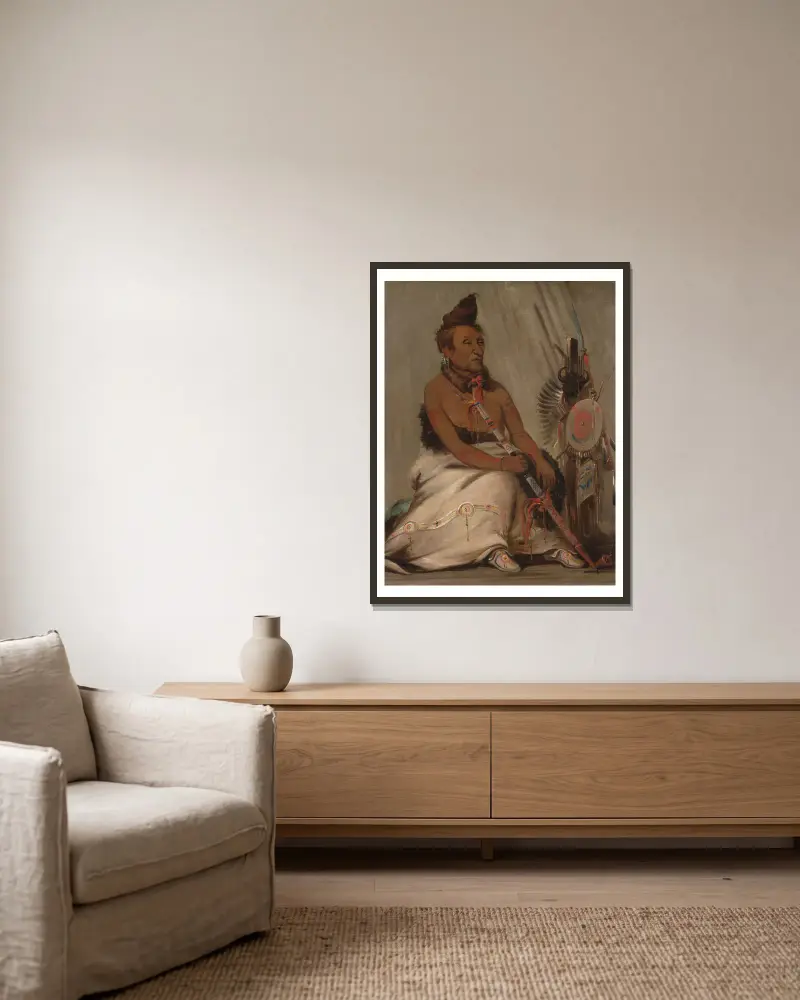 Eh-Toh’k-Pah-She-Pée-Shah, Black Moccasin, Aged Chief av George Catlin inramad på en vägg