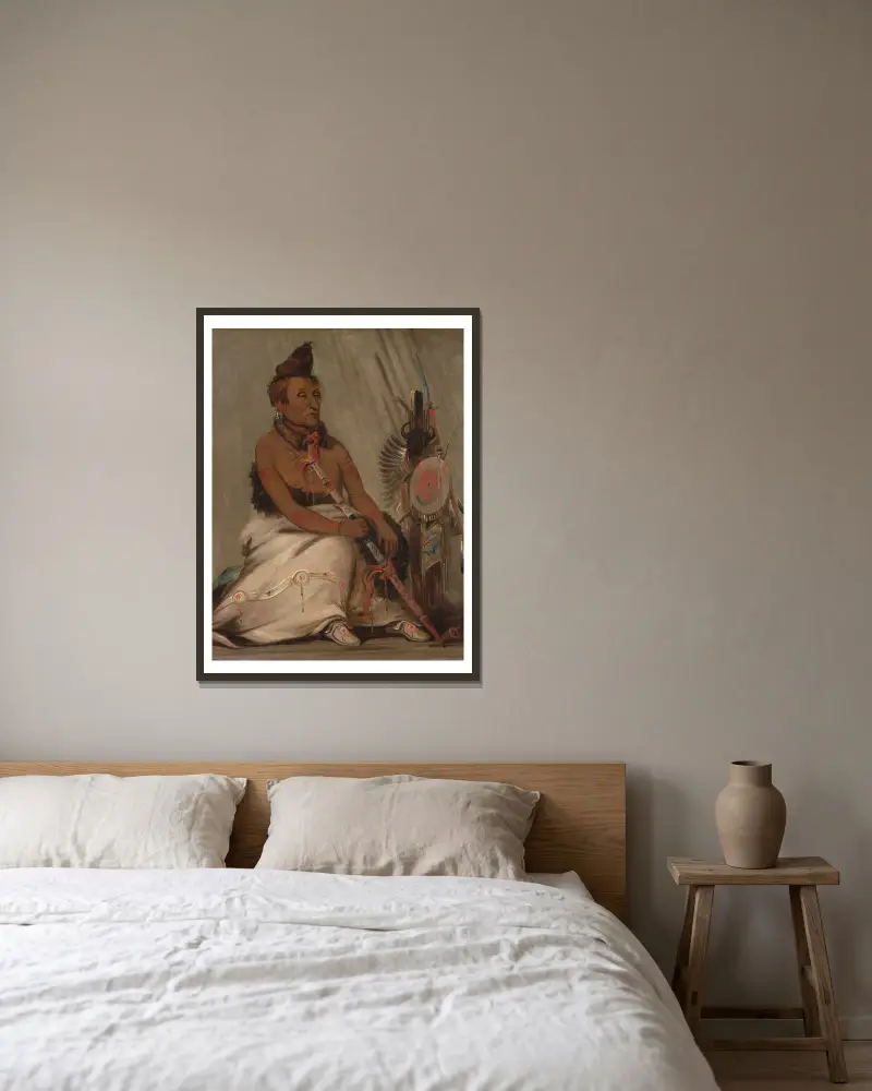 Eh-Toh’k-Pah-She-Pée-Shah, Black Moccasin, Aged Chief av George Catlin inramad på en vägg