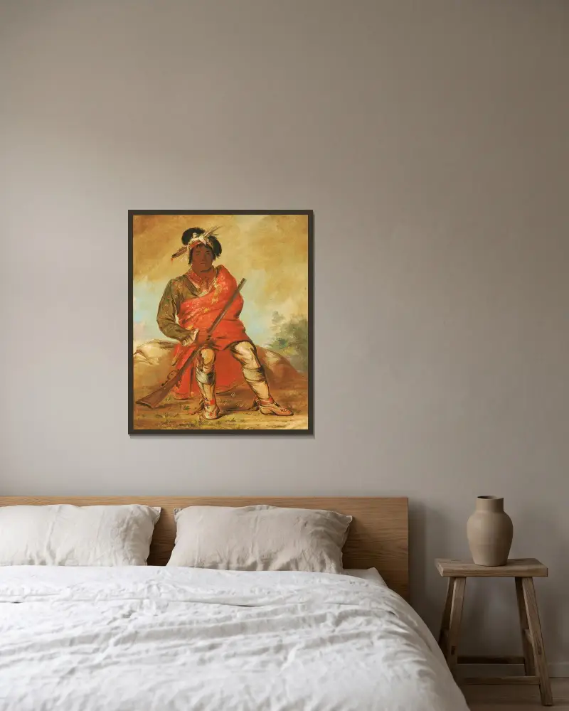 Hjort utan hjärta, en hövding av George Catlin inramad på en vägg