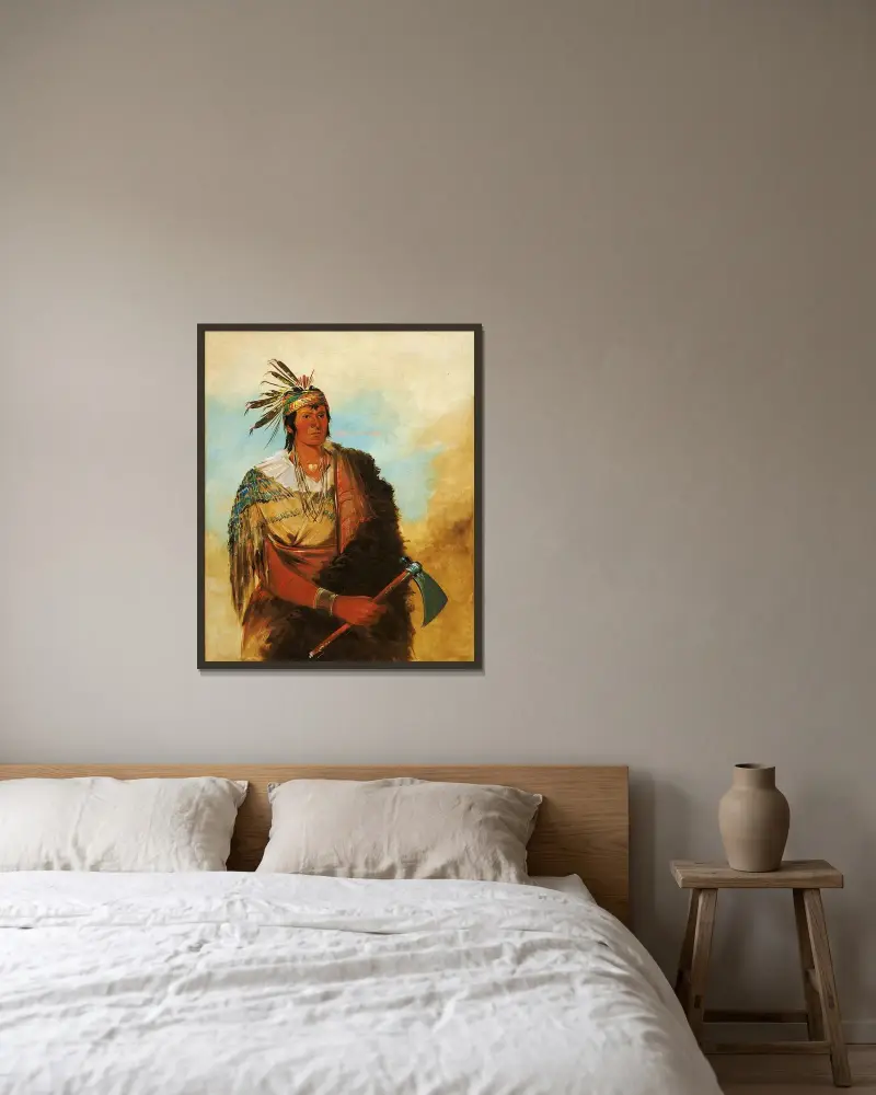 Go-To-Ków-Páh-Ah, Stands By Himself, a Distinguished Brave av George Catlin inramad på en vägg