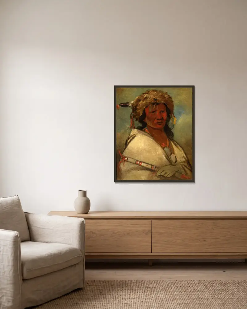 Great Hero, a Chief av George Catlin inramad på en vägg