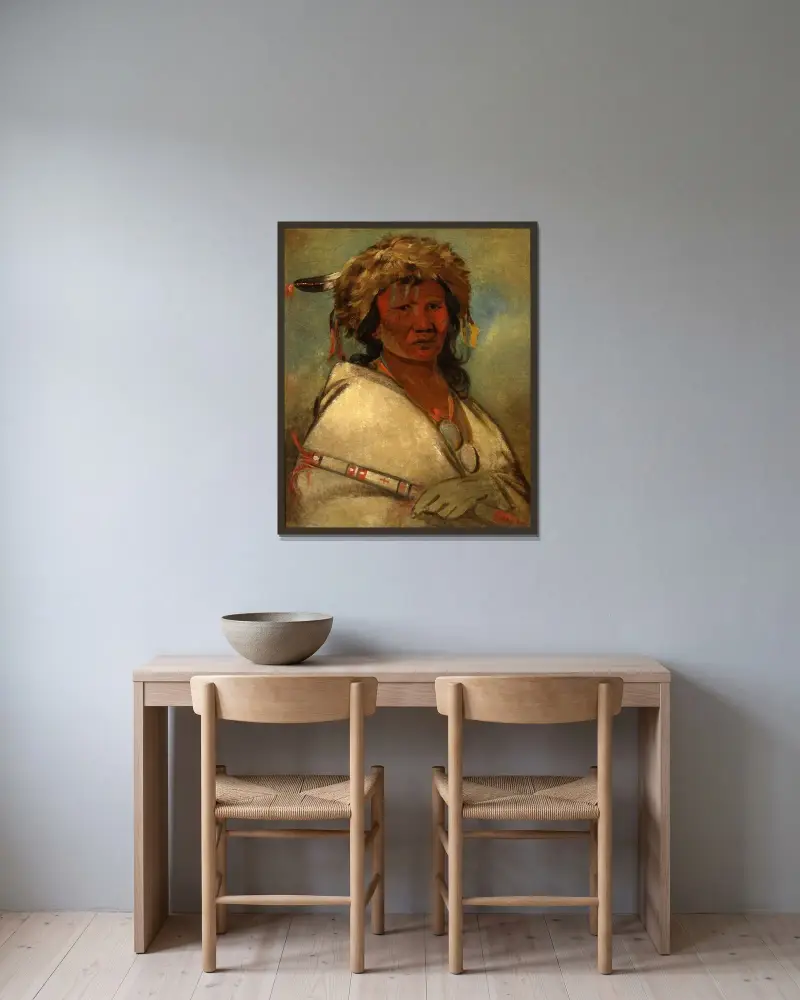 Great Hero, a Chief av George Catlin inramad på en vägg