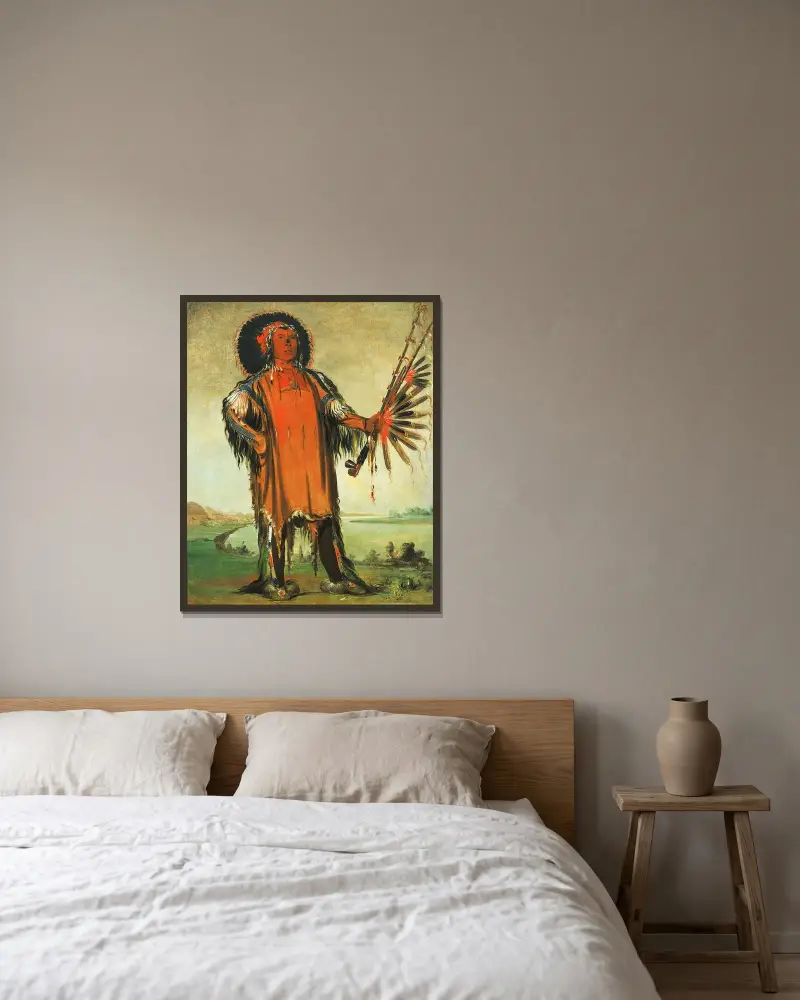 Ha-Na-Tá-Nu-Maúk, Wolf Chief, Head Chief of The Tribe av George Catlin inramad på en vägg