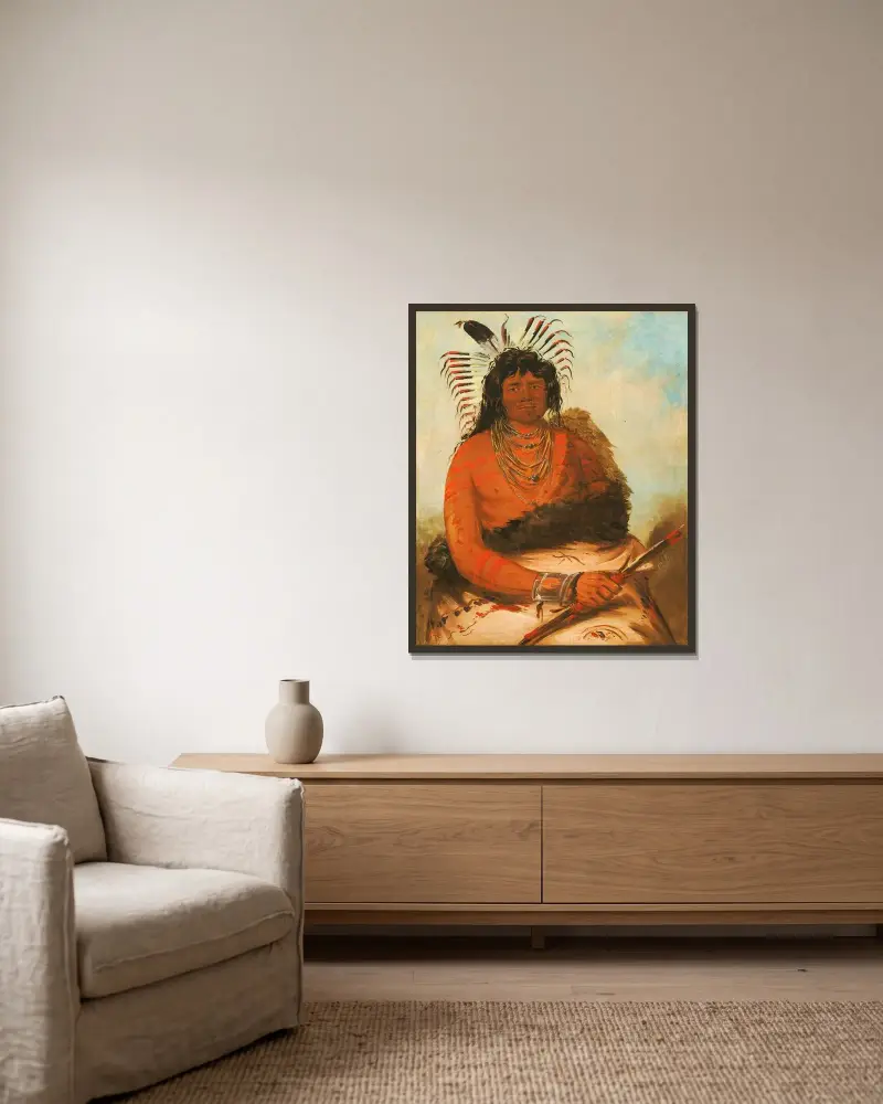 Háh-Nee, bävern, en krigare av George Catlin inramad på en vägg