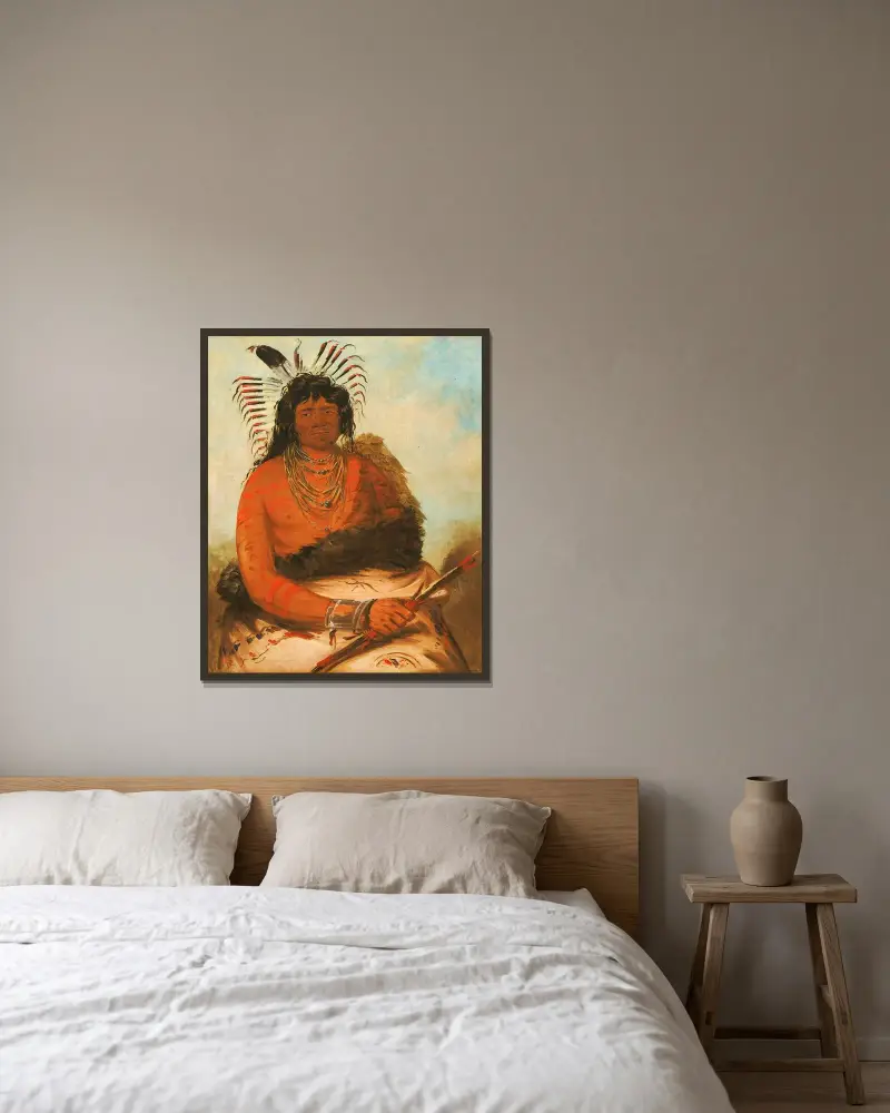 Háh-Nee, bävern, en krigare av George Catlin inramad på en vägg