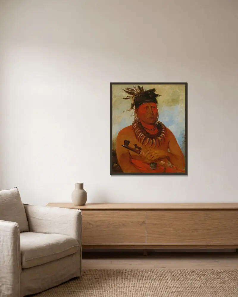 Háw-Che-Ke-Súg-Ga, He Who Kills The Osages, Chief of The Tribe av George Catlin inramad på en vägg