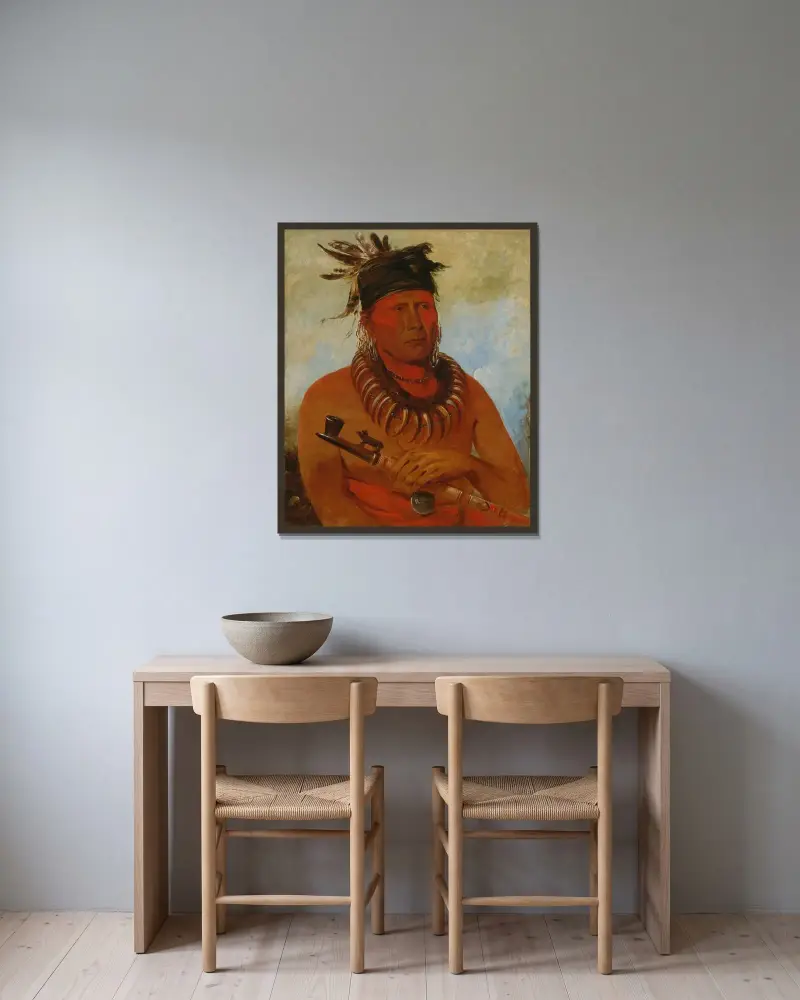 Háw-Che-Ke-Súg-Ga, He Who Kills The Osages, Chief of The Tribe av George Catlin inramad på en vägg