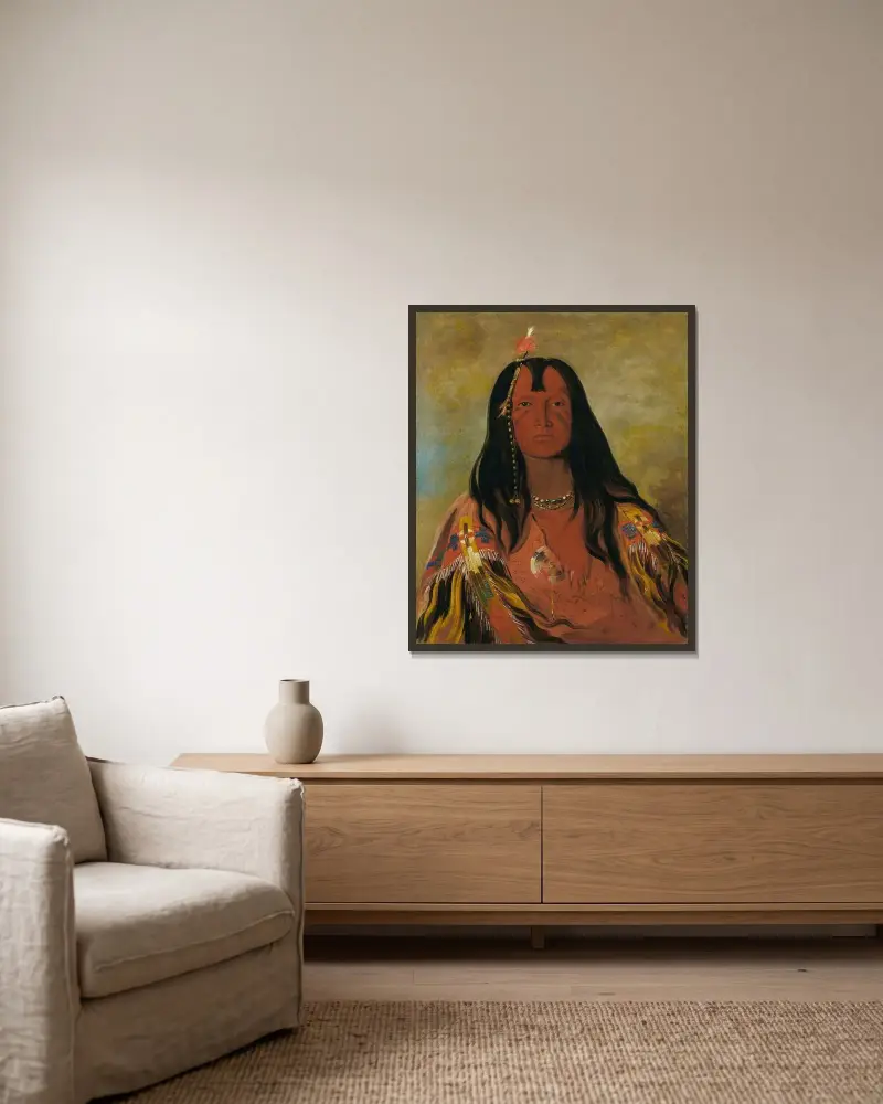 H’co-A-H’co-A-H’cotes-Min, No Horns On His Head, a Brave von George Catlin gerahmt an einer Wand