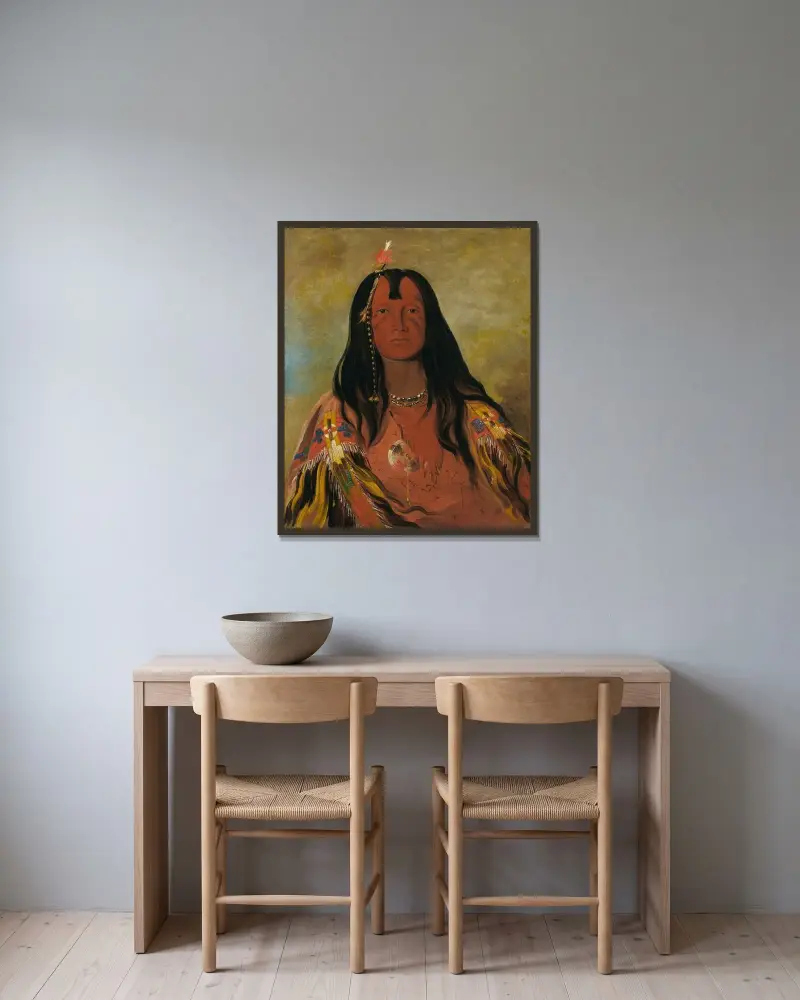 H’co-A-H’co-A-H’cotes-Min, No Horns On His Head, a Brave von George Catlin gerahmt an einer Wand