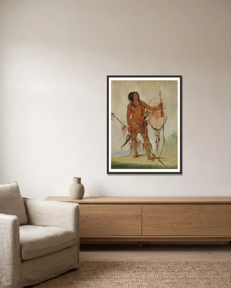 His-Oo-Sán-Chees, Little Spaniard, a Warrior av George Catlin inramad på en vägg