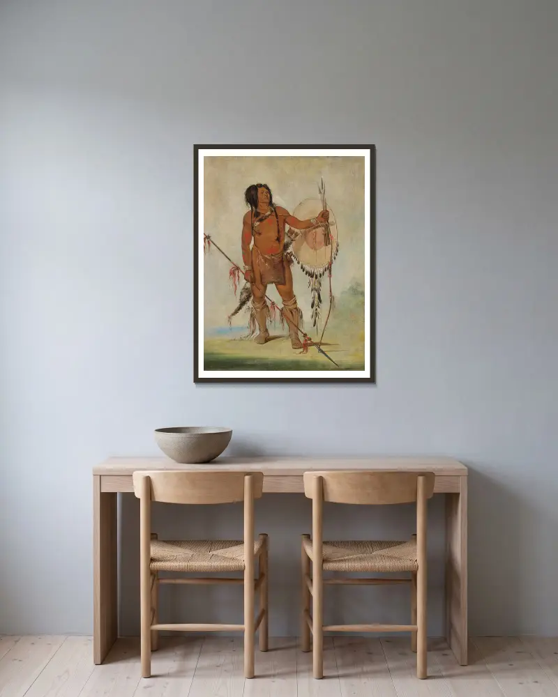 His-Oo-Sán-Chees, Little Spaniard, a Warrior av George Catlin inramad på en vägg