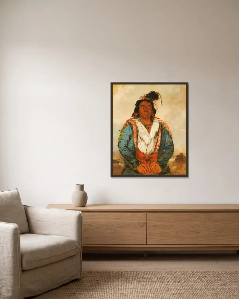 Hose-put-o-káw-gee, a Brave av George Catlin inramad på en vägg