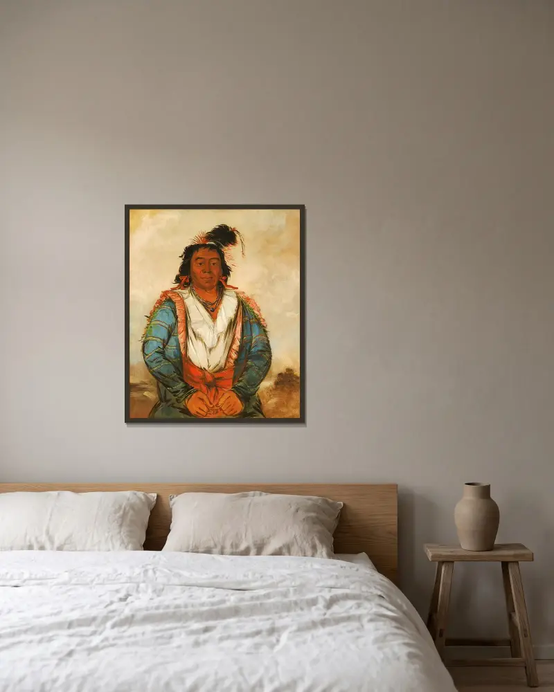 Hose-put-o-káw-gee, a Brave av George Catlin inramad på en vägg