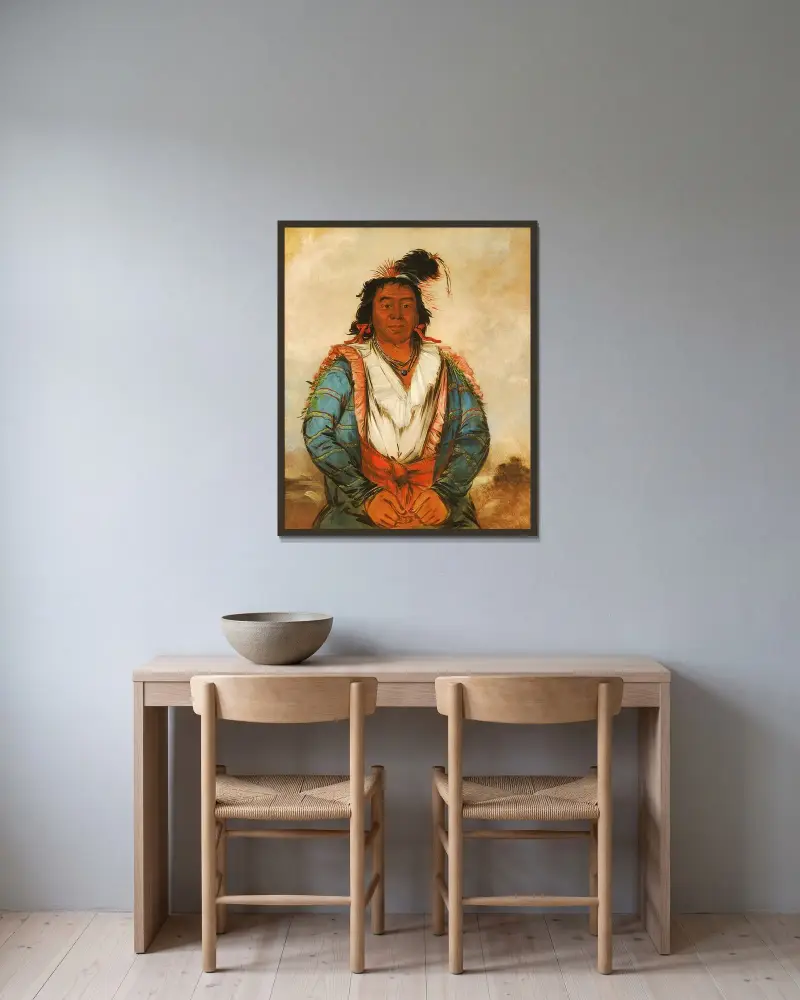 Hose-put-o-káw-gee, a Brave av George Catlin inramad på en vägg