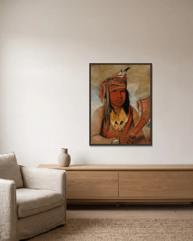 I-An-Be-W’ah-Dick, Male Caribou, a Brave av George Catlin inramad på en vägg