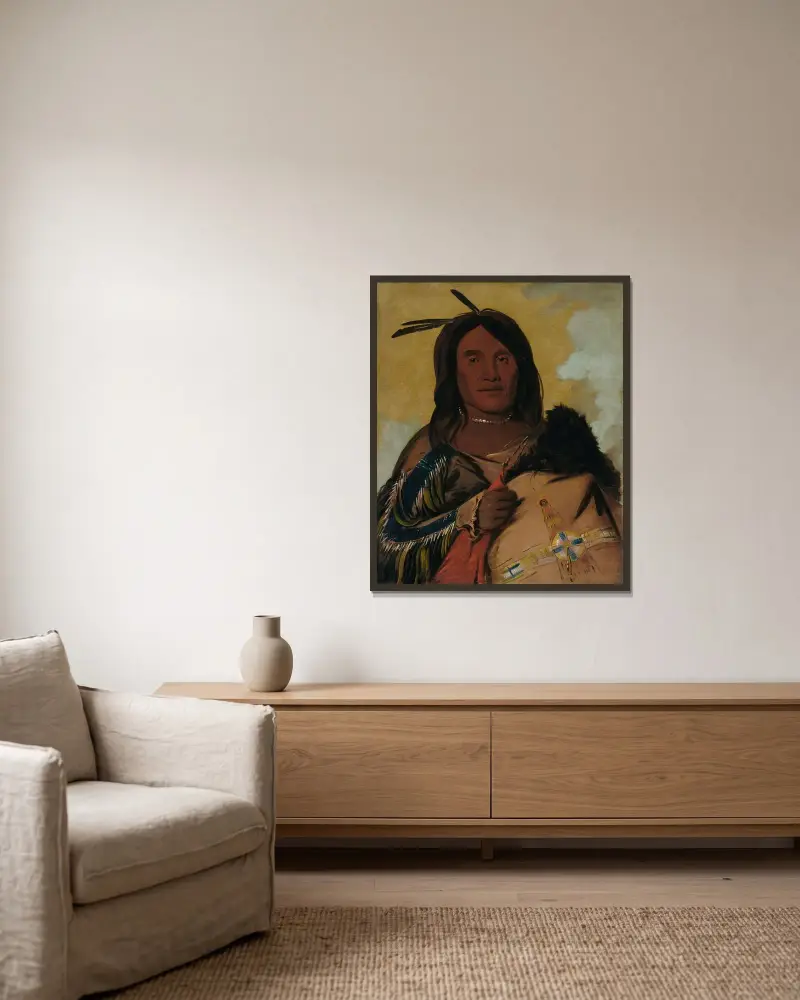 Ka-Pés-Ka-Da, Shell Man, An Oglala Brave av George Catlin inramad på en vägg