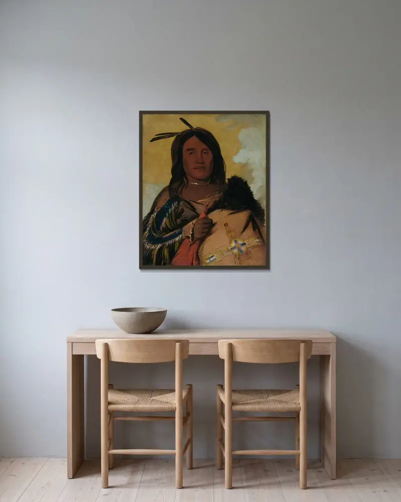 Ka-Pés-Ka-Da, Shell Man, An Oglala Brave av George Catlin inramad på en vägg