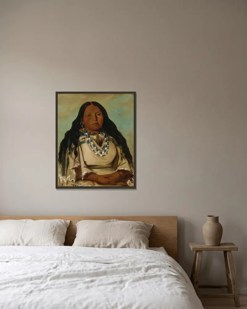 Kah-Béck-A, tvillingsystern, maka till Bloody Hand av George Catlin inramad på en vägg