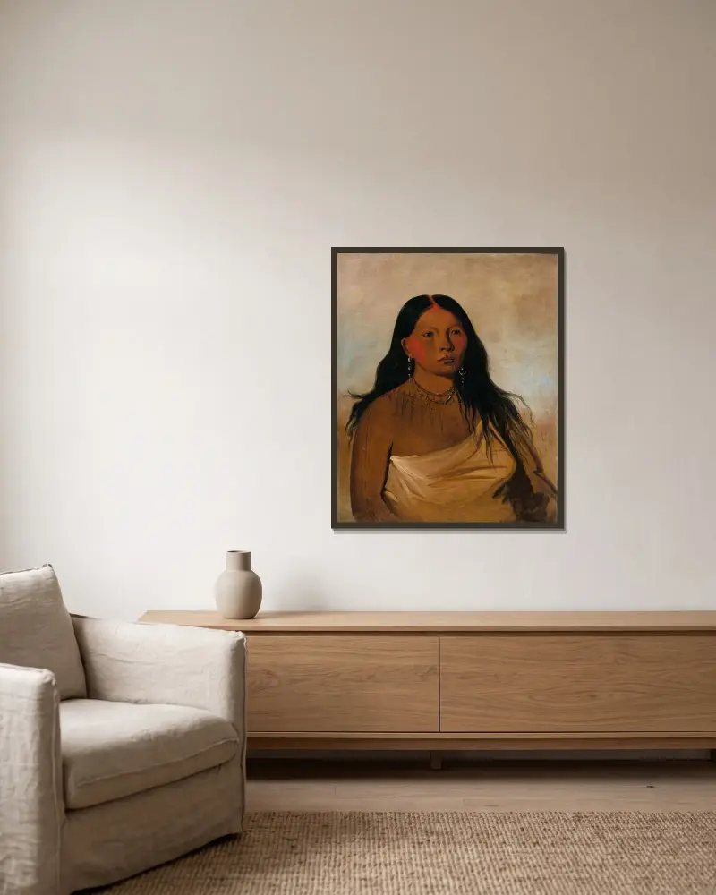 Káh-Kée-Tsee, Thighs, a Wichita Woman av George Catlin inramad på en vägg