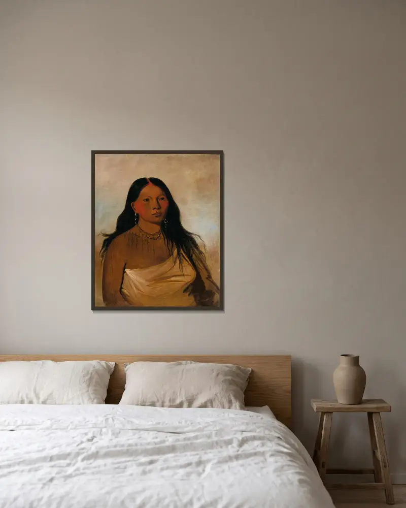 Káh-Kée-Tsee, Thighs, a Wichita Woman av George Catlin inramad på en vägg