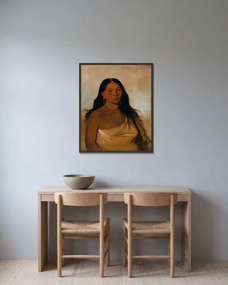 Káh-Kée-Tsee, Thighs, a Wichita Woman av George Catlin inramad på en vägg