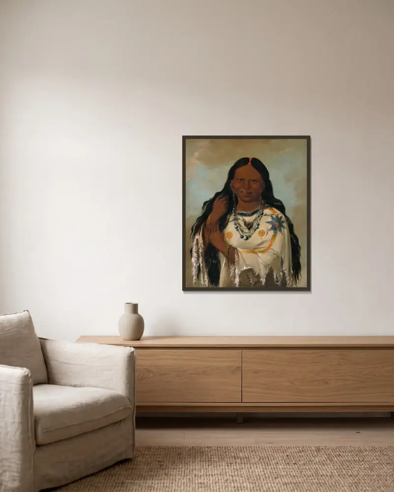 Kay-A-Gís-Gis, a Young Woman av George Catlin inramad på en vägg