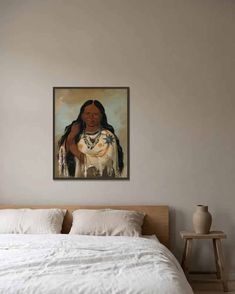 Kay-A-Gís-Gis, a Young Woman av George Catlin inramad på en vägg