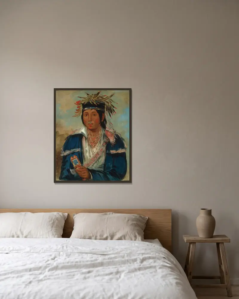 Kee-mo-rá-nia, No English, a Dandy av George Catlin inramad på en vägg