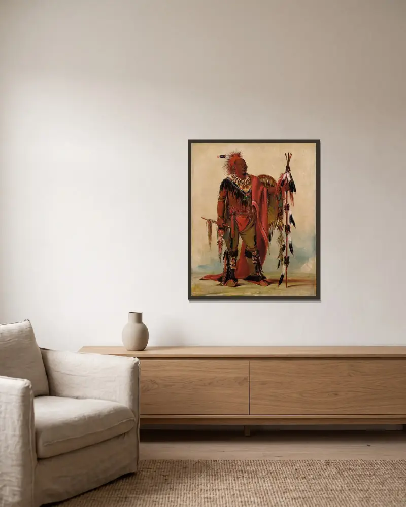 Kee-O-Kúk, The Watchful Fox, Chief of The Tribe av George Catlin inramad på en vägg