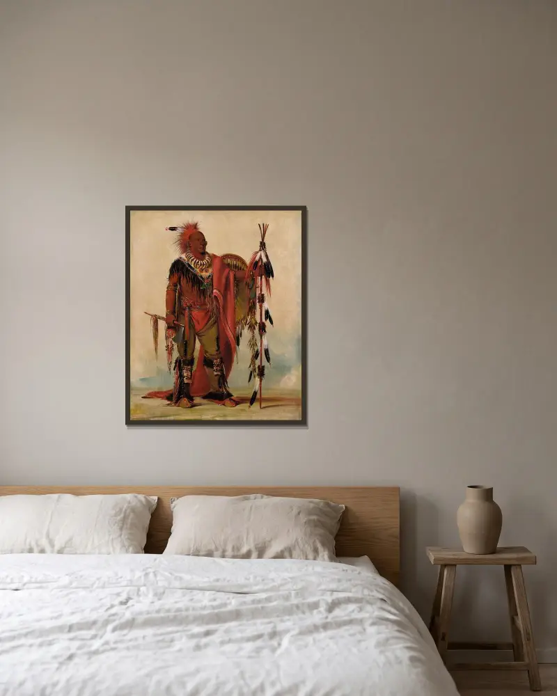 Kee-O-Kúk, The Watchful Fox, Chief of The Tribe av George Catlin inramad på en vägg