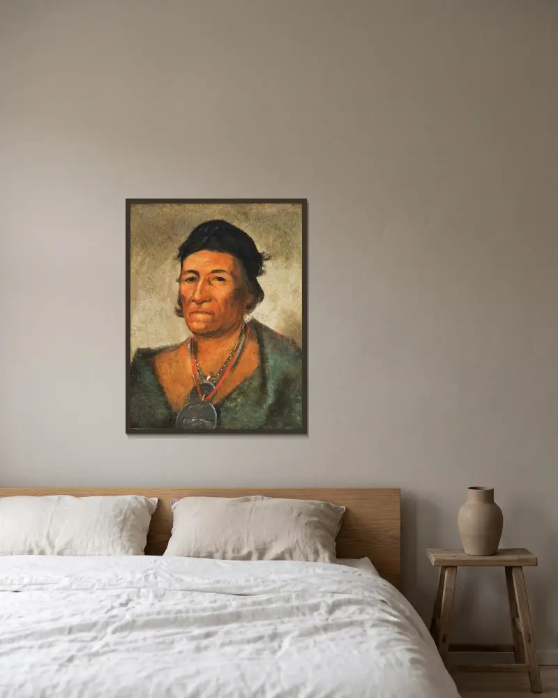 Ko-Mán-I-Kin, Big Wave, An Old And Distinguished Chief av George Catlin inramad på en vägg