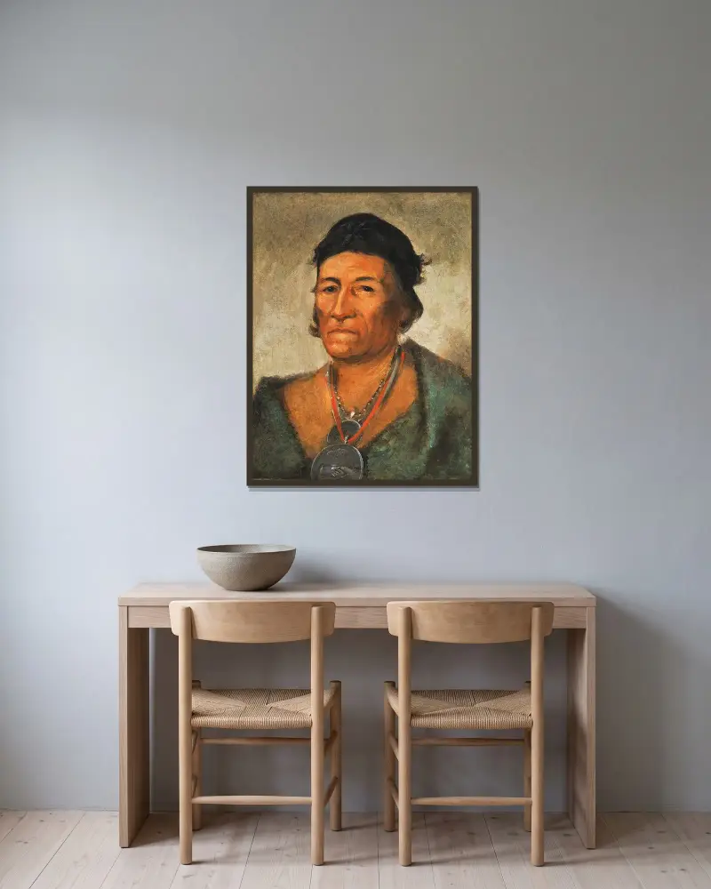 Ko-Mán-I-Kin, Big Wave, An Old And Distinguished Chief av George Catlin inramad på en vägg
