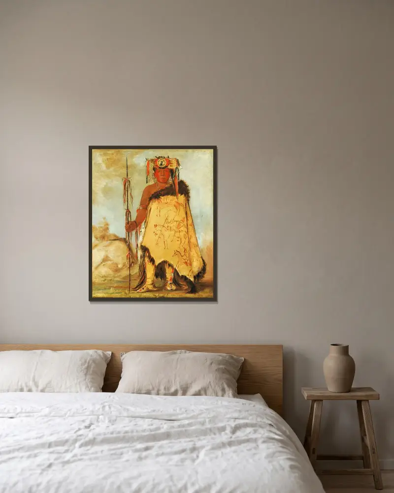 La-Wée-Re-Coo-Re-Shaw-Wee, War Chief, a Republican Pawnee av George Catlin inramad på en vägg
