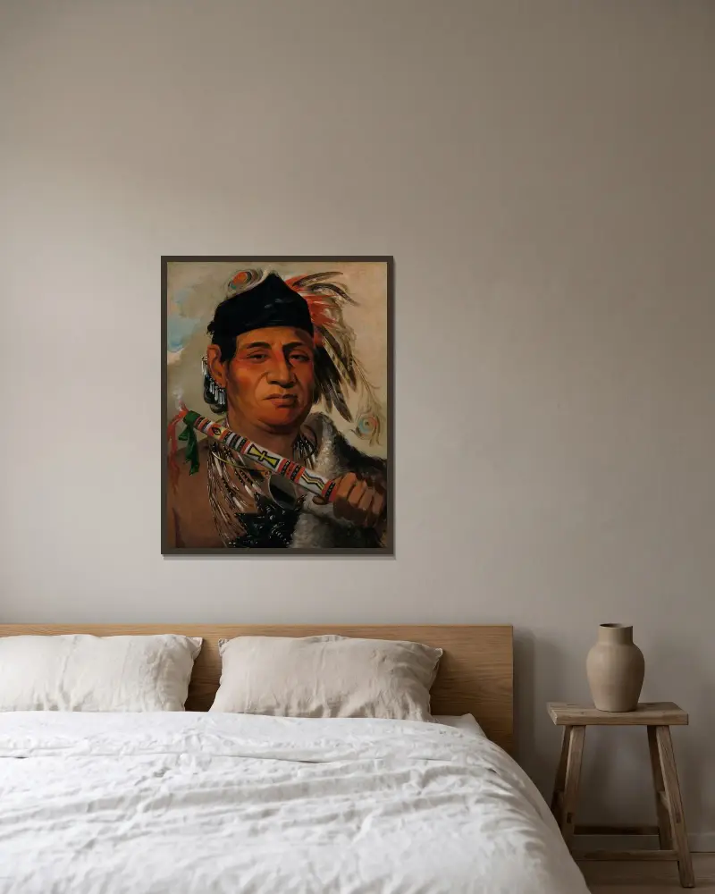 Mah-Kée-Mee-Teuv, Grizzly Bear, Chief of The Tribe av George Catlin inramad på en vägg