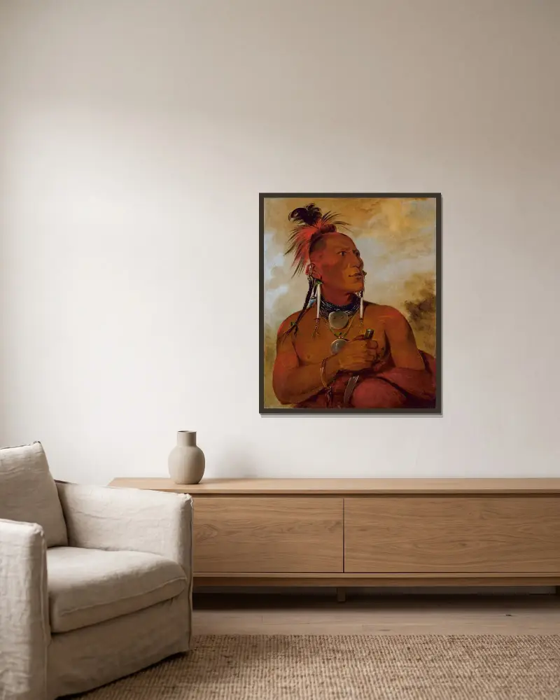 Meach-O-Shín-Gaw, Little White Bear, ein angesehener Krieger von George Catlin gerahmt an einer Wand
