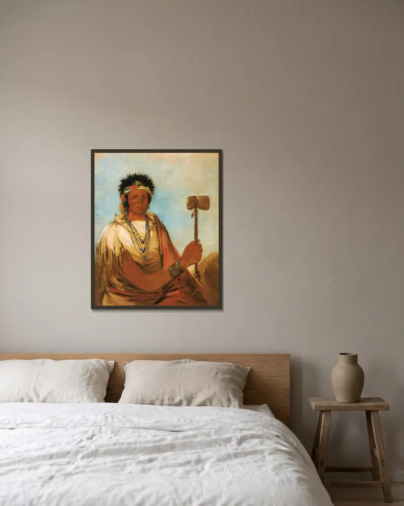 Men-Són-Se-Ah, Vänster Hand, en krigare av George Catlin inramad på en vägg