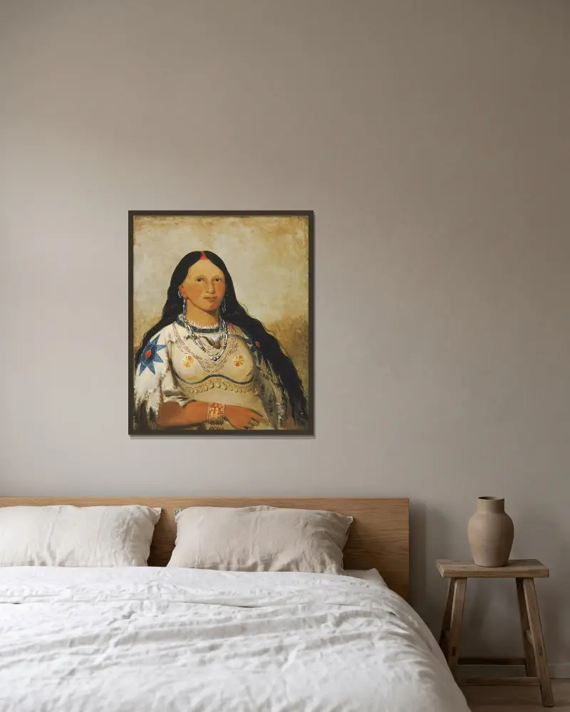 Mi-Néek-Ee-Súnk-Te-Ka, Mink, a Beautiful Girl av George Catlin inramad på en vägg