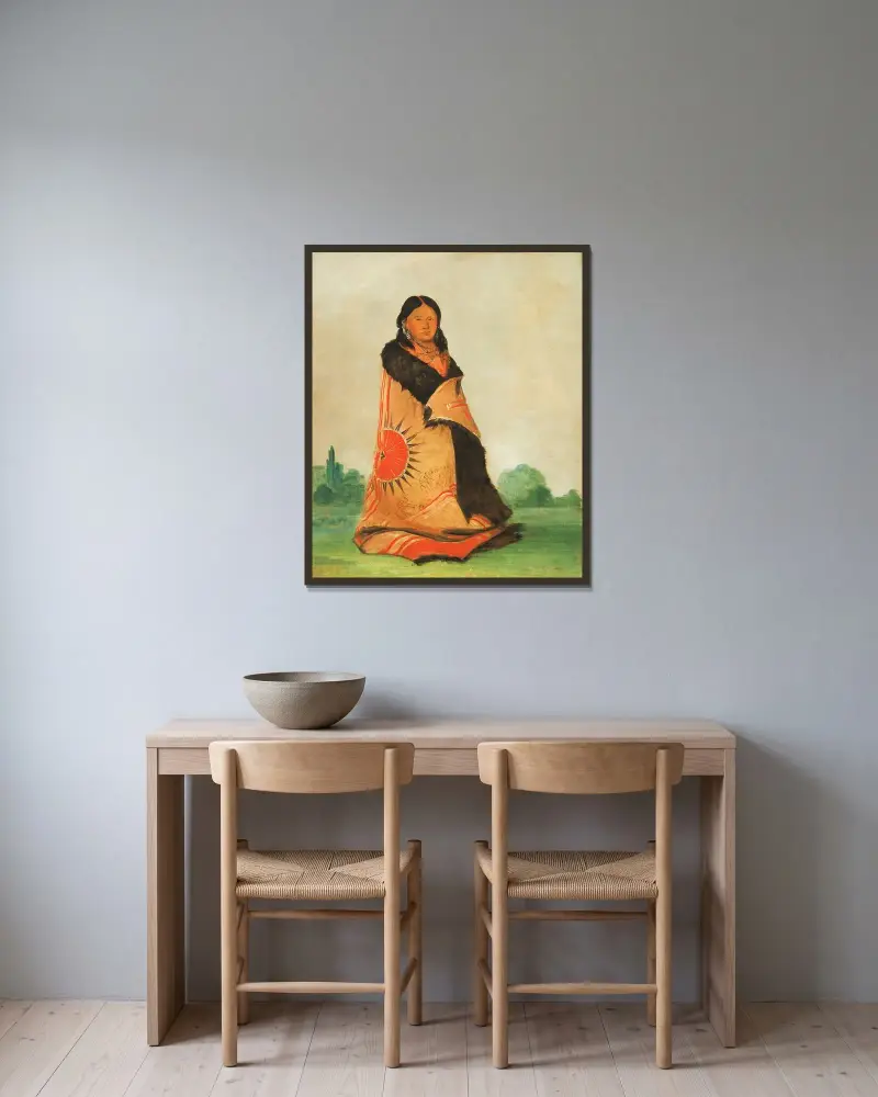 Mong-Shóng-Sha, Bending Willow, Wife of Great Chief av George Catlin inramad på en vägg