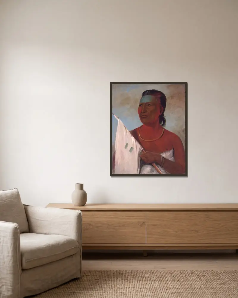 Náh-Pope, Soup, Adviser To Black Hawk av George Catlin inramad på en vägg