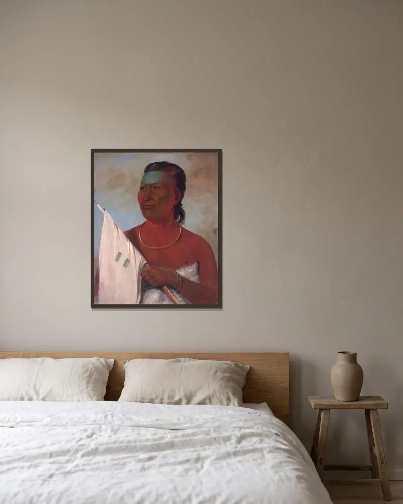 Náh-Pope, Soup, Adviser To Black Hawk av George Catlin inramad på en vägg